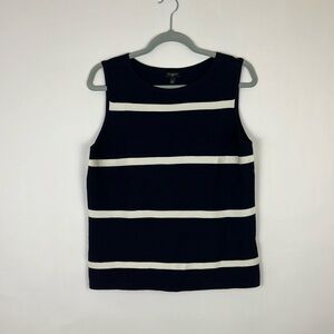 EUC Talbots sweater tank striped navy and cream LP